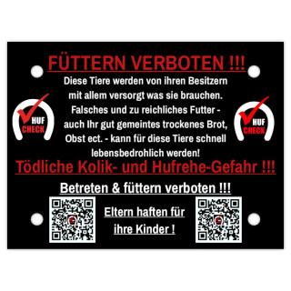 Warnschild Füttern VERBOTEN