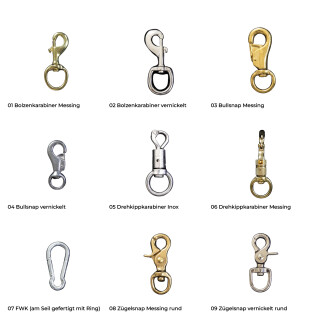 Brockamp Führseil  Lead Rope versch. Ausführungen 01 schwarz/silber/beige 2,70 m 05 Drehkippkarabiner Inox