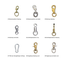 Brockamp Führseil  Lead Rope versch. Ausführungen 01 schwarz/silber/beige 2,70 m 05 Drehkippkarabiner Inox